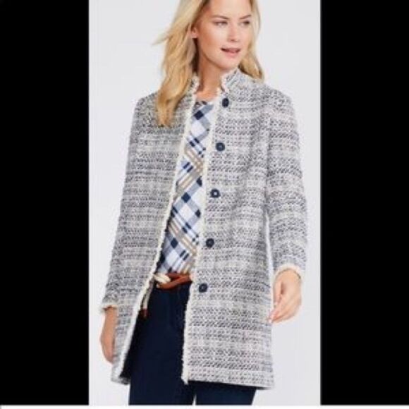 J. McLaughlin Walden Navy Tweed Coat Size Small - Picture 1 of 8
